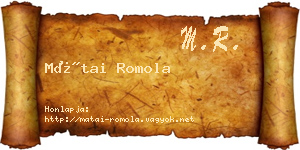 Mátai Romola névjegykártya